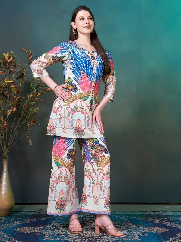 White_and_Blue_Digital_Printed_Rayon_Blend_Co-ord_Set_for_Women