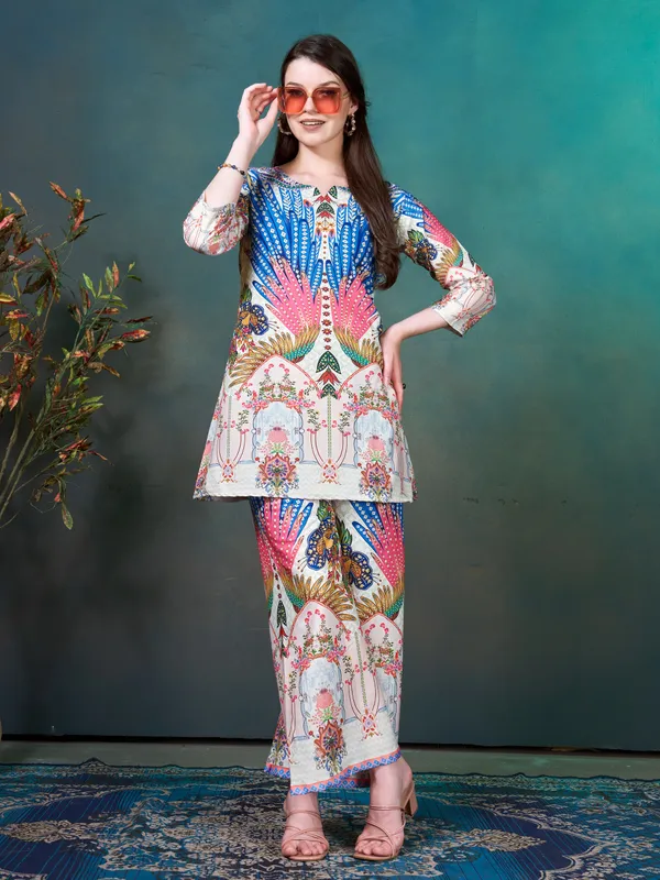 White_and_Blue_Digital_Printed_Rayon_Blend_Co-ord_Set_for_Women