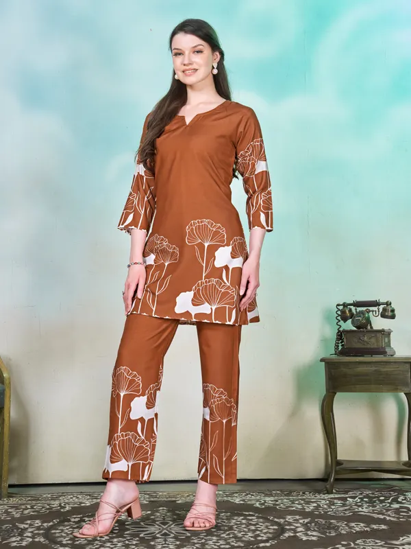 Light_Brown_with_White_Floral_Printed_Rayon_Blend_Co-ord_Set_for_Women