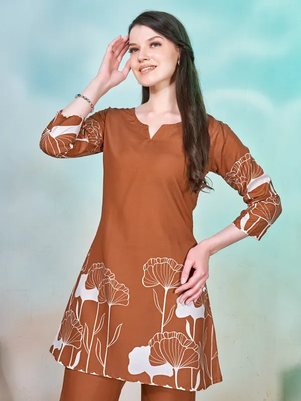 Light_Brown_with_White_Floral_Printed_Rayon_Blend_Co-ord_Set_for_Women
