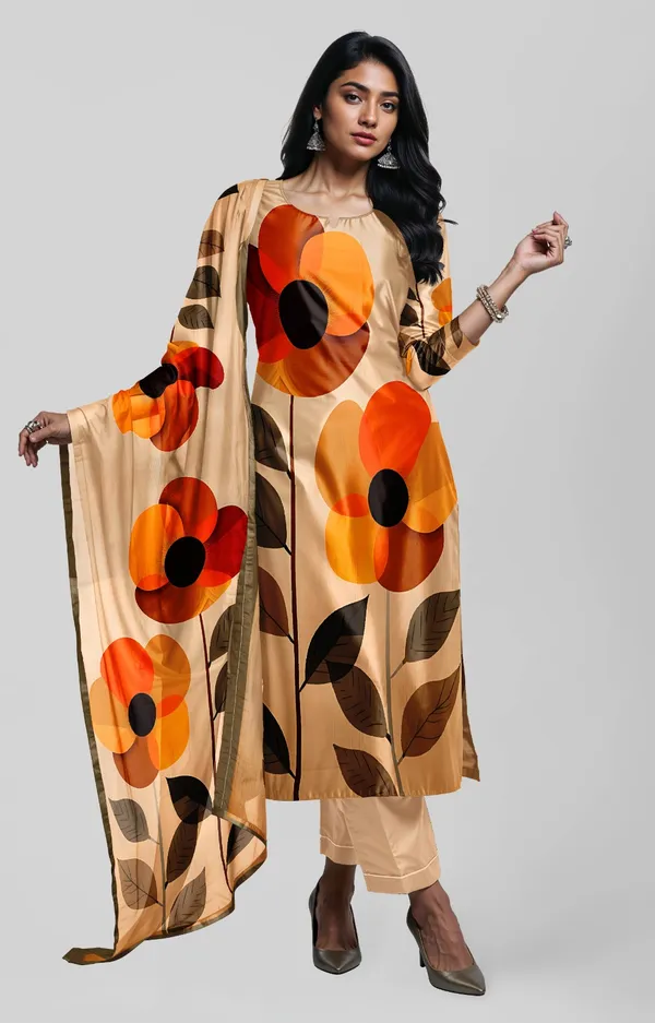 Orange_Silk_Cotton_Kurta_Pant_&_Dupatta_Set_For_Women