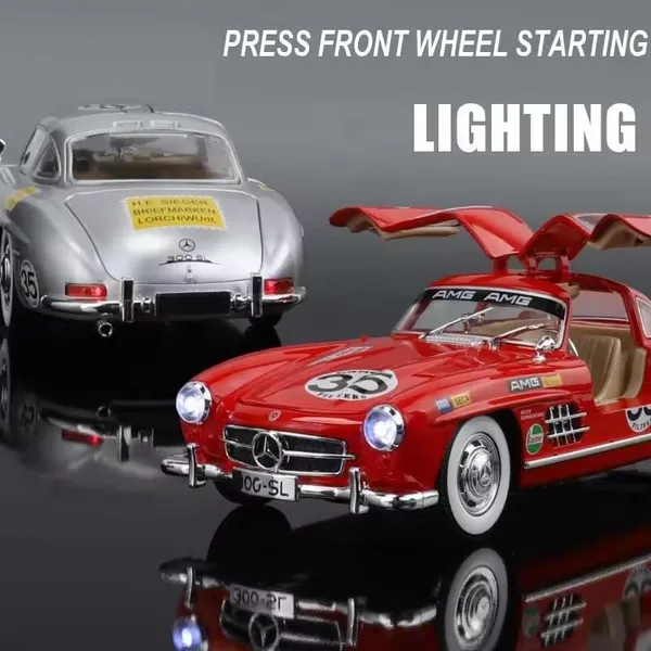1:24_Scale_MERCEDES_Ben-Z_300SL_Die-Cast_Metal_Car_with_Sport_car_Openable_Doors_Light_and_Sound,Pull_Back_Function_Indoor_Outdoor_Toy_for_Kids_(Color_as_Per_Stock)