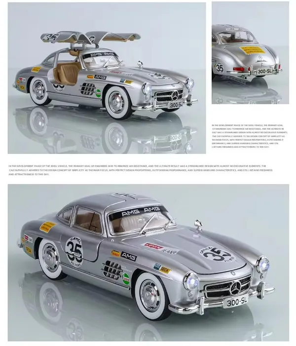 1:24_Scale_MERCEDES_Ben-Z_300SL_Die-Cast_Metal_Car_with_Sport_car_Openable_Doors_Light_and_Sound,Pull_Back_Function_Indoor_Outdoor_Toy_for_Kids_(Color_as_Per_Stock)