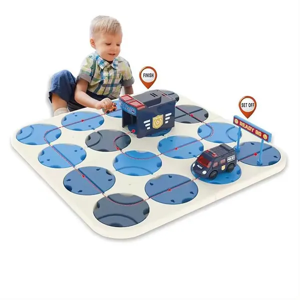DIY_Track_Maze_Race_Car_Track_Building_Block_Educational_Toy_Set_with_1_Light-Up_Car_-_Police_Vehicle_Theme_-_STEM_Learning_Construction_Play_Set_-_34_Pcs