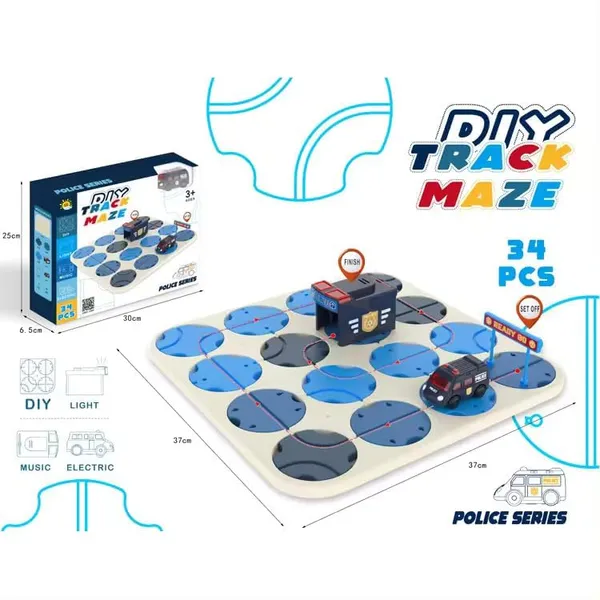 DIY_Track_Maze_Race_Car_Track_Building_Block_Educational_Toy_Set_with_1_Light-Up_Car_-_Police_Vehicle_Theme_-_STEM_Learning_Construction_Play_Set_-_34_Pcs