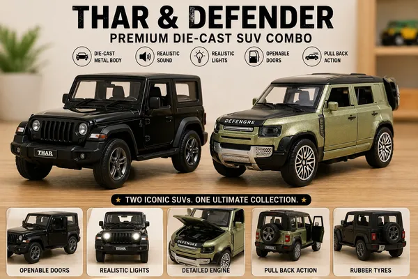1:36_Diecast_2-Car_Set_|_Thar_+_Defender_|_Black_&_Green