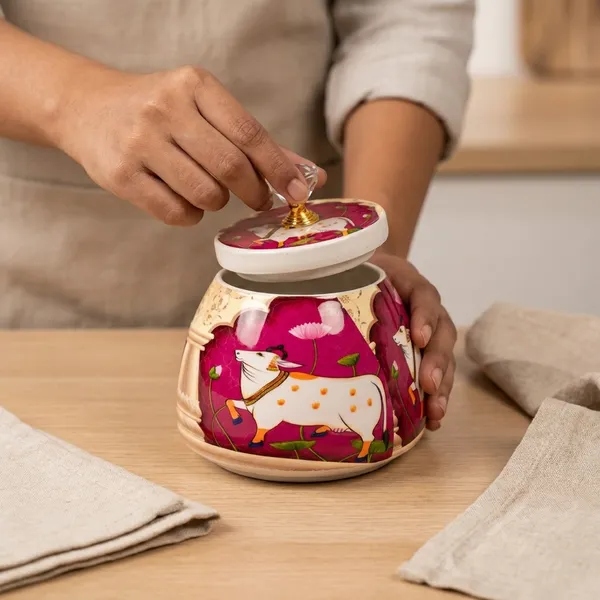 Pichwai_Jar_Cow_And_Calf_Dry_Fruit_Jar_Set_Of_2_Pcs