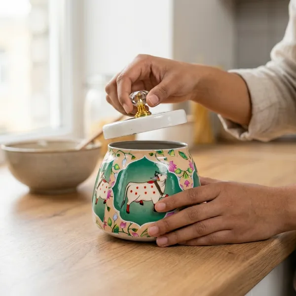 Pichwai_Jar_Cow_And_Calf_Dry_Fruit_Jar_Set_Of_2_Pcs