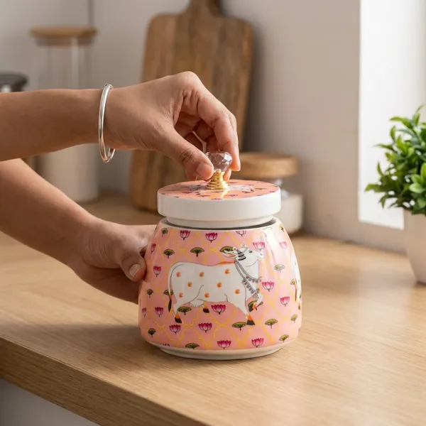 Pichwai_Jar_Cow_And_Calf_Dry_Fruit_Jar_Set_Of_2_Pcs