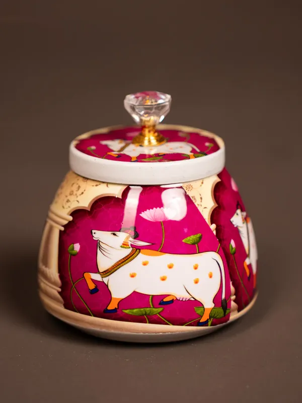 Pichwai_Jar_Cow_And_Calf_Dry_Fruit_Jar_Set_Of_2_Pcs