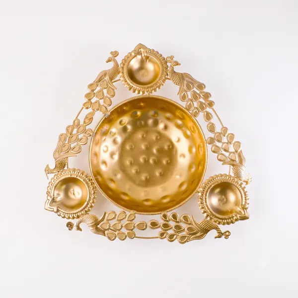 Golden_Peacock_Urli_Bowl_with_Attached_Diya_Holders_10"