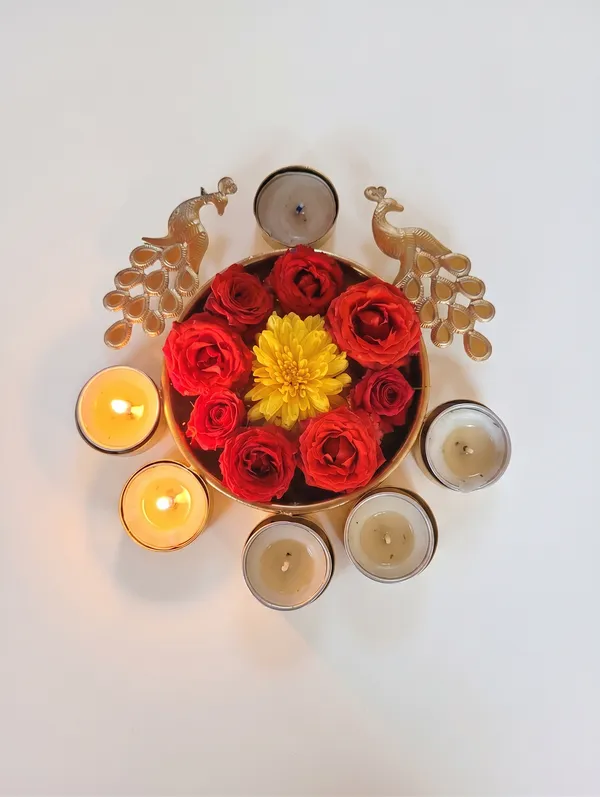Traditional_Golden_Finish_Urli_Twin_Peacock_Centerpiece_with_6_T-Light_Holders_for_Festive_&_Pooja_Decor_10"