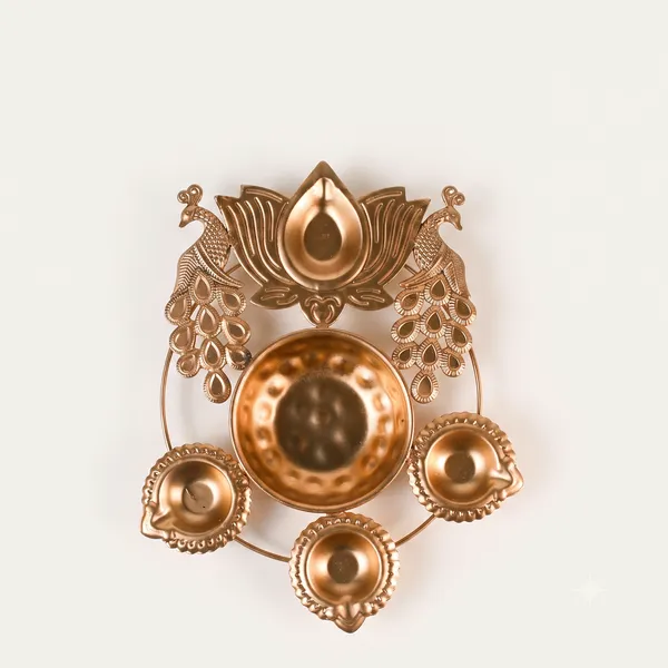Peacock_Golden_Diya_Urli_With_Three_Diya_10"