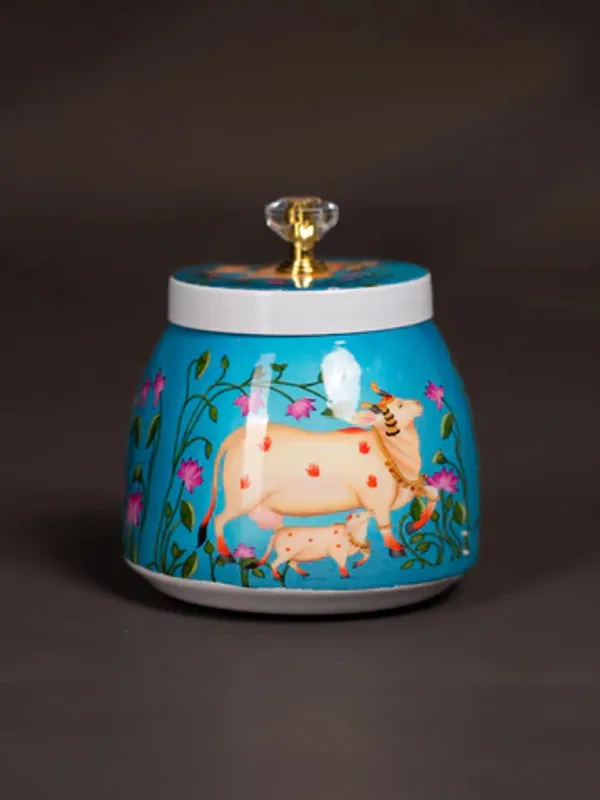 Pichwai_Jar_Cow_And_Calf_Dry_Fruit_Jar_Set_Of_2_Pcs