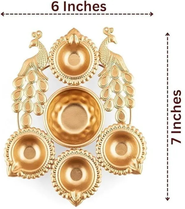 Twin_Peacock_Gold_Urli_Bowl_with_4_Tealight_Candle_Holders_for_Home_Decor_8"