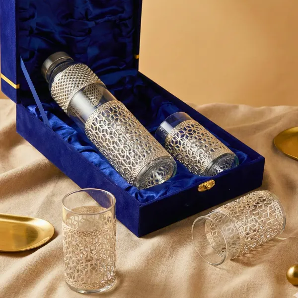 German_silver_daily_use_bottle_&_glass_set_of_3_pcs_