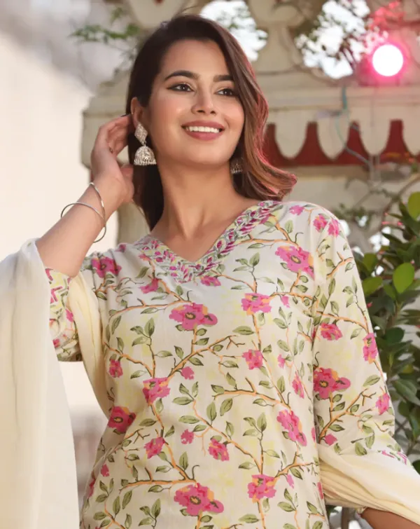 Yellow_Straight_Cotton_Printed_Embroidered_Kurta_With_Pant_And_Dupatta