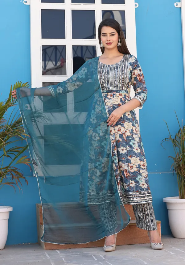Green_Anarkali_Rayon_Printd_Embroiderd_Kurta_With_Pant_And_Dupatta_Women_And_Girls