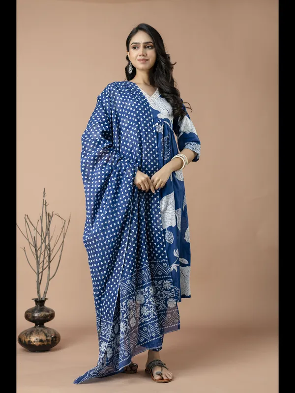 Blue_Alia_Cut_Cotton_Printed_Kurta_With_Pant_And_Dupatta