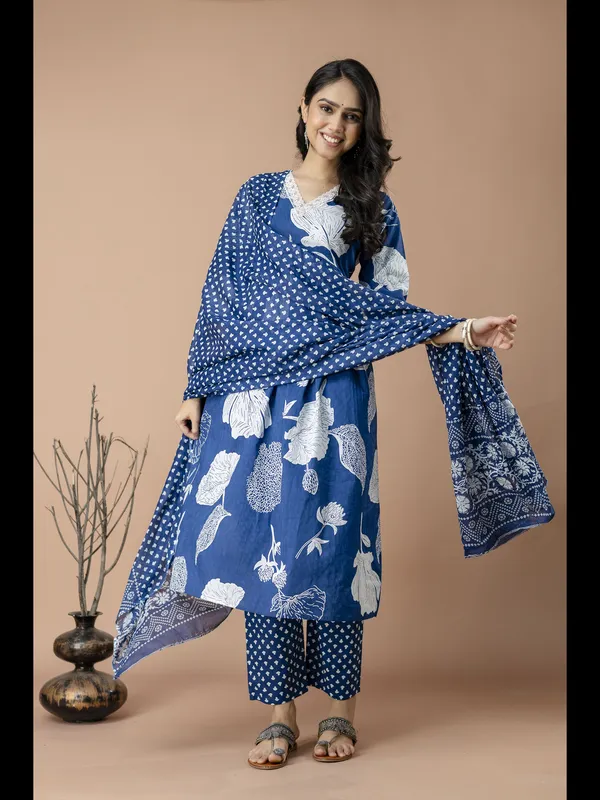 Blue_Alia_Cut_Cotton_Printed_Kurta_With_Pant_And_Dupatta
