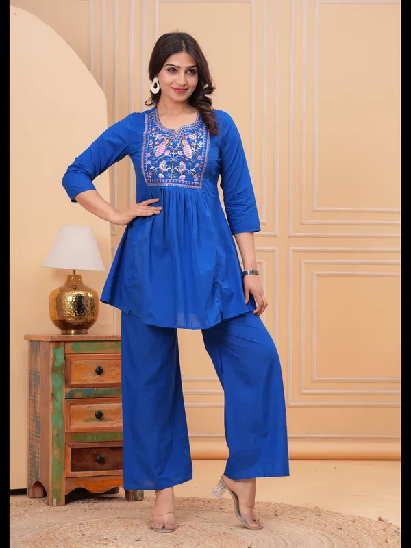 Blue_Solid_Embellished_Co-Ord_Set_For_Women