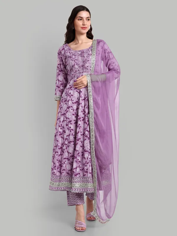 Lavender_Anarkali_Rayon_Printed_Embroidered_Kurta_With_Pant_And_Dupatta_For_Women