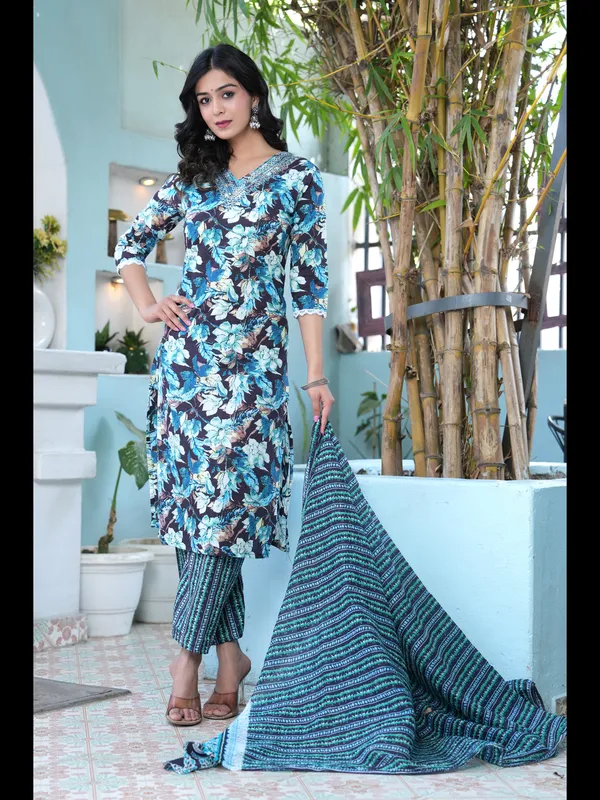 Black_Printed_Straight_Pure_Cotton_Kurta_With_Pant_And_Dupatta