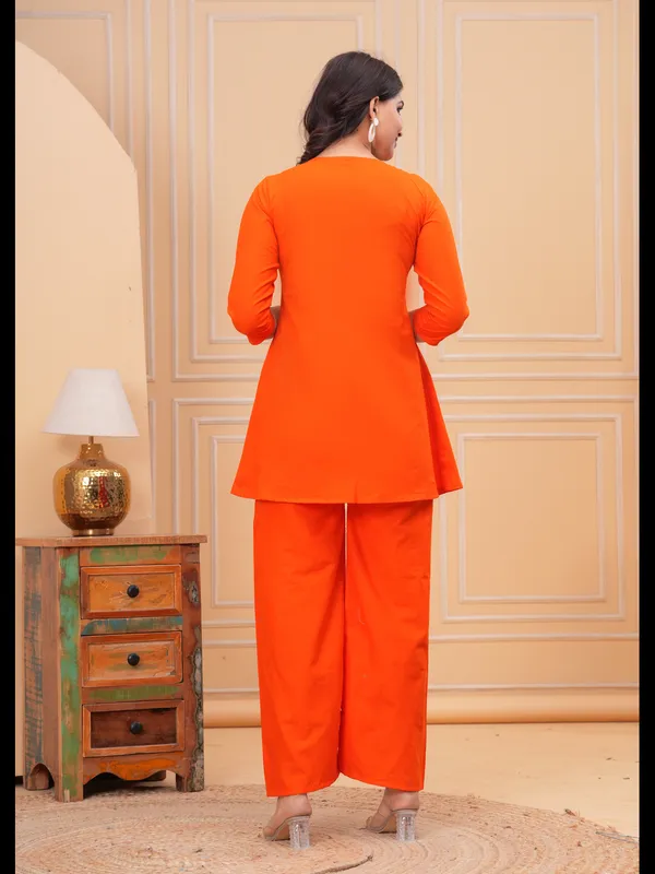 Orange_Solid_Embellished_Co-Ord_Set_For_Women