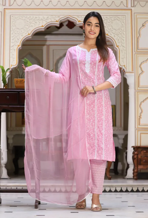 Pink_Straight_Rayon_Printed_Kurta_With_Pant_And_Dupatta_For_Women_And_Girls