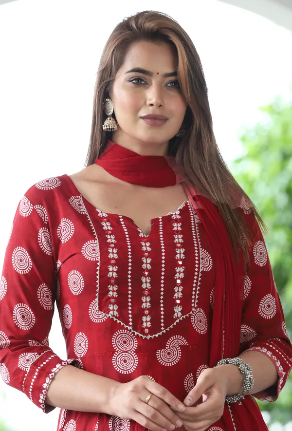 Maroon_Anarkali_Rayon_Printed_Embroidered_Kurta_With_Pant_And_Dupatta_For_Women