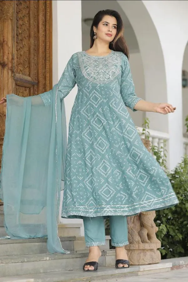 Green_Anarkali_Rayon_Printed_Embroidered_Kurta_With_Pant_And_Dupatta_For_Women