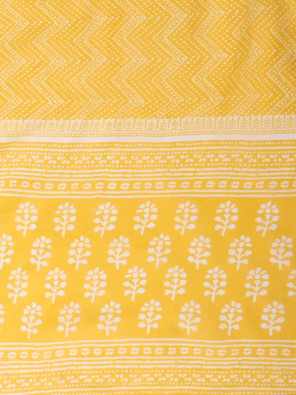 Mustard_Anarkali_Cotton_Printed_Embroidered_Kurta_With_Pant_And_Dupatta_For_Women