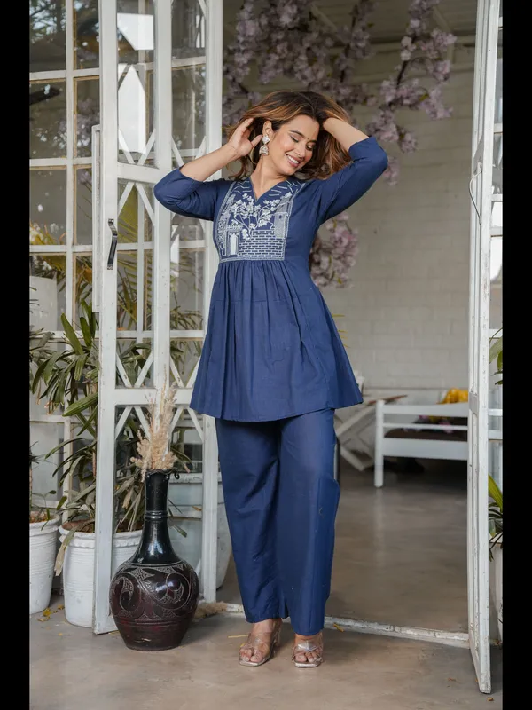 Blue_Solid_Embellished_Co-Ord_Set_For_Women