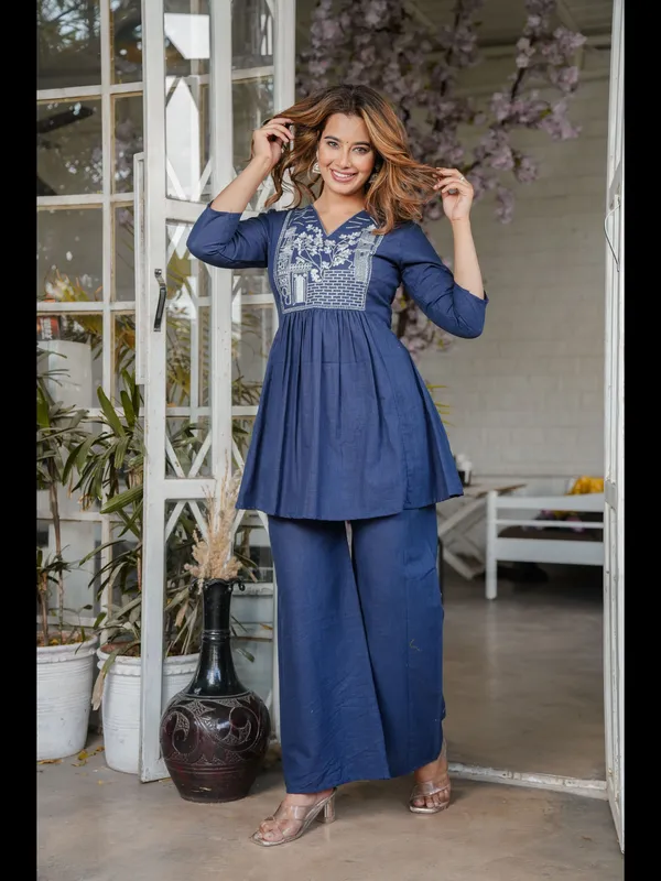 Blue_Solid_Embellished_Co-Ord_Set_For_Women