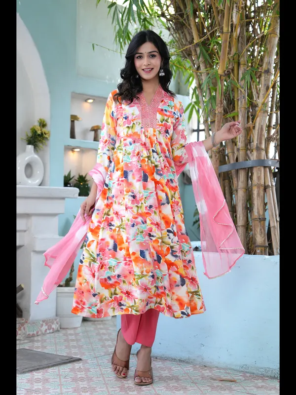 Multicolor_Printed_A-line_Rayon_Kurta_With_Pant_And_Dupatta