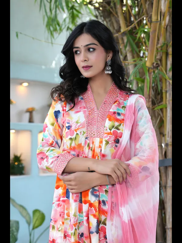 Multicolor_Printed_A-line_Rayon_Kurta_With_Pant_And_Dupatta