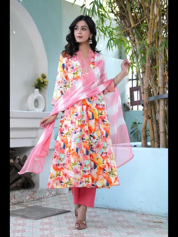 Multicolor_Printed_A-line_Rayon_Kurta_With_Pant_And_Dupatta