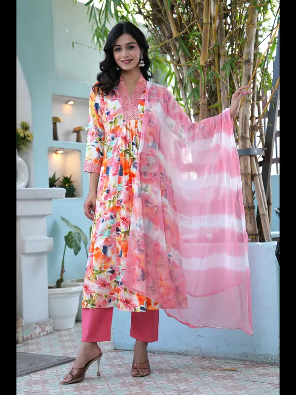 Multicolor_Printed_A-line_Rayon_Kurta_With_Pant_And_Dupatta