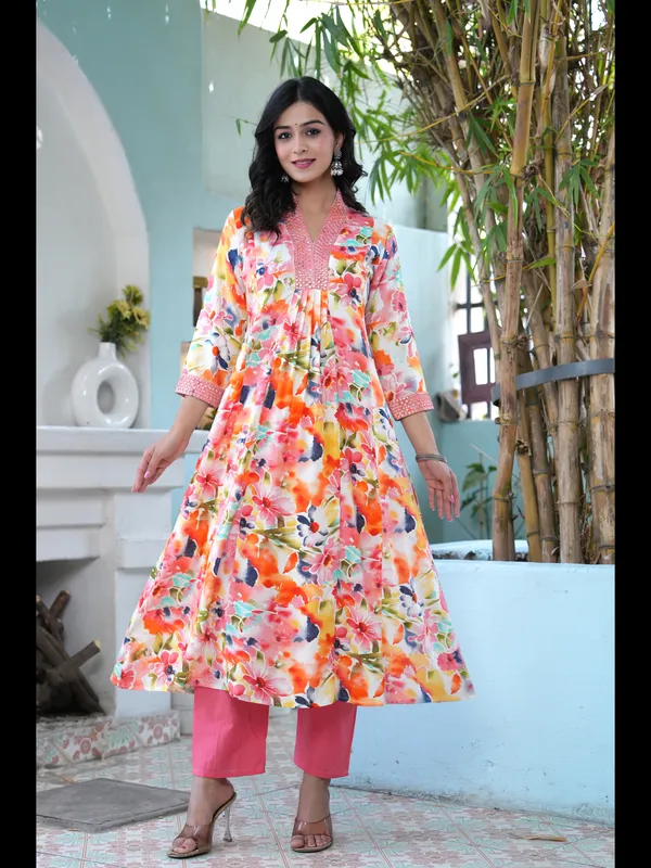 Multicolor_Printed_A-line_Rayon_Kurta_With_Pant_And_Dupatta