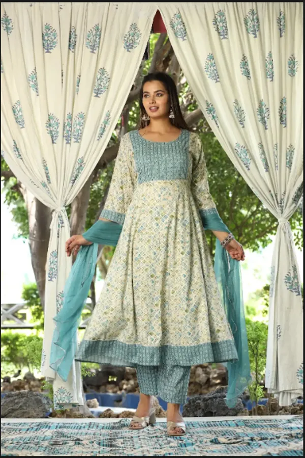 Multicolor_Anarkali_Rayon_Printed_Embroidered_Kurta_With_Pant_Dupatta