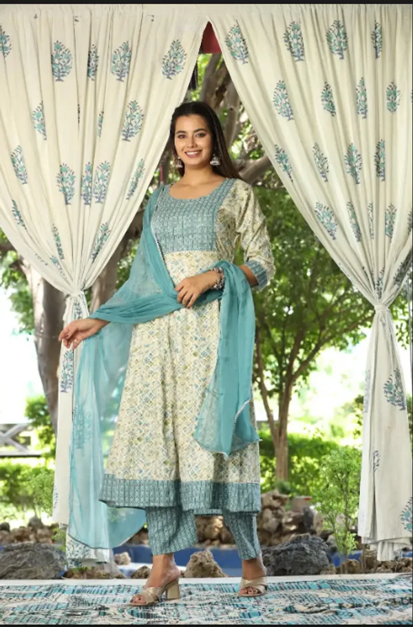 Multicolor_Anarkali_Rayon_Printed_Embroidered_Kurta_With_Pant_Dupatta