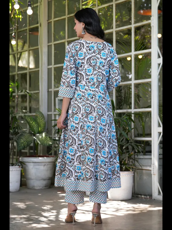 Sky_Blue_Printed_Anarkali_Pure_Cotton_Kurta_With_Pant_And_Dupatta