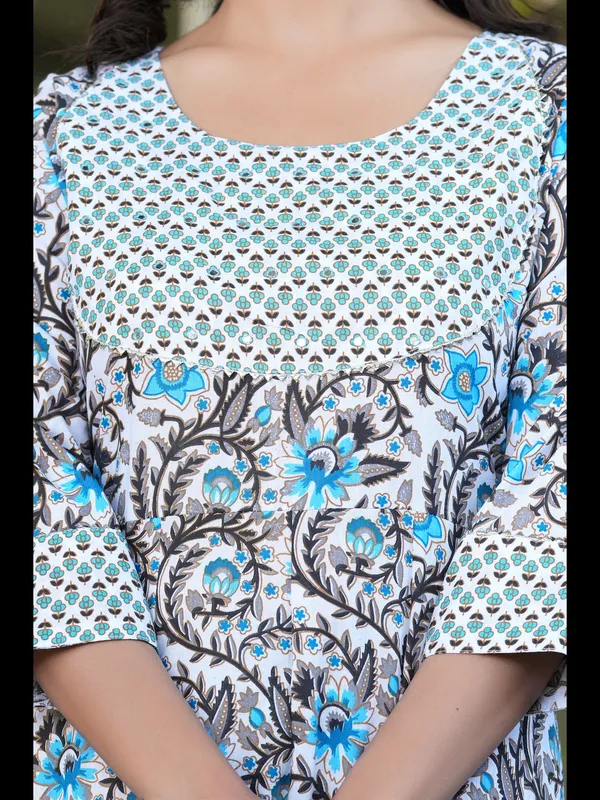 Sky_Blue_Printed_Anarkali_Pure_Cotton_Kurta_With_Pant_And_Dupatta