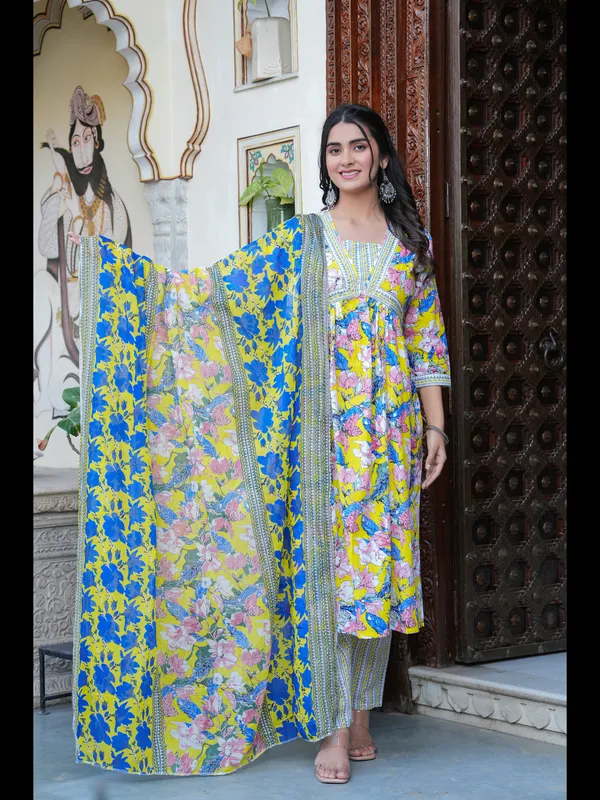 Blue_Printed_Alia_Cut_Pure_Cotton_Kurta_With_Pant_And_Dupatta