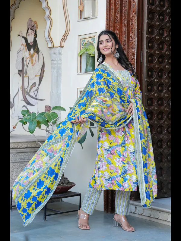 Blue_Printed_Alia_Cut_Pure_Cotton_Kurta_With_Pant_And_Dupatta