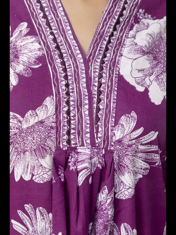 Wine_Printed_Cotton_A-Line_Kurta_With_Pant_And_Dupatta
