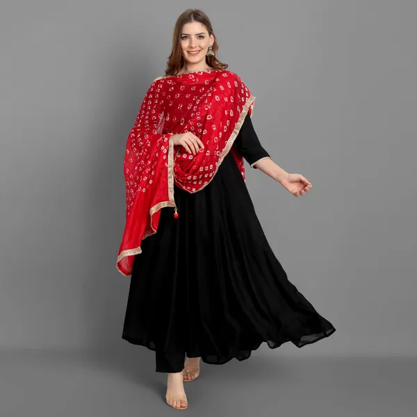 Black_Anarkali_Rayon_Kurta_With_Pant_And_Dupatta_For_Women