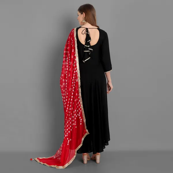 Black_Anarkali_Rayon_Kurta_With_Pant_And_Dupatta_For_Women