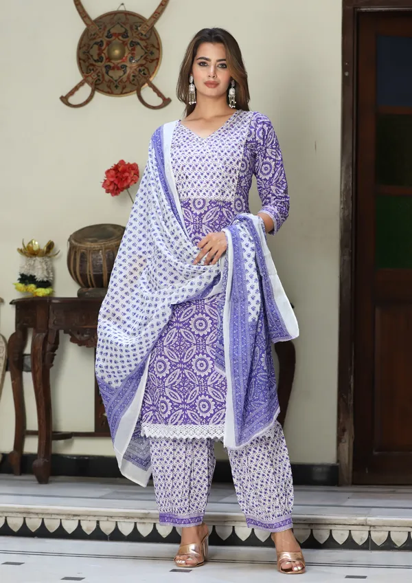 Blue_Straight_Cotton_Printed_Embroidered_Kurta_With_Afgani_And_Dupatta_Women_And_Girls