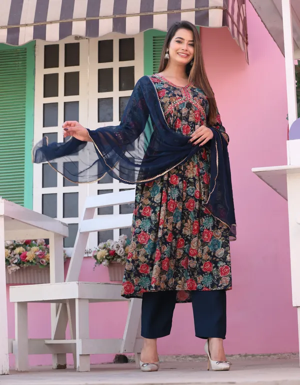 Blue_Alia_Cut_Rayon_Printd_Embroiderd_Kurta_With_Pant_And_Dupatta_Women_And_Girls